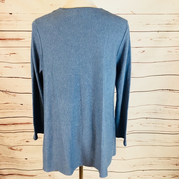 Pure J. Jill Cotton Cashmere Blend Blue Cardigan - Picture 2 of 7